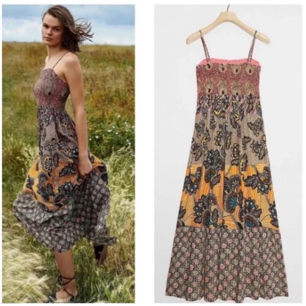 by Anthropologie Boho Smocked Sleeveless Maxi Dress - size Medium